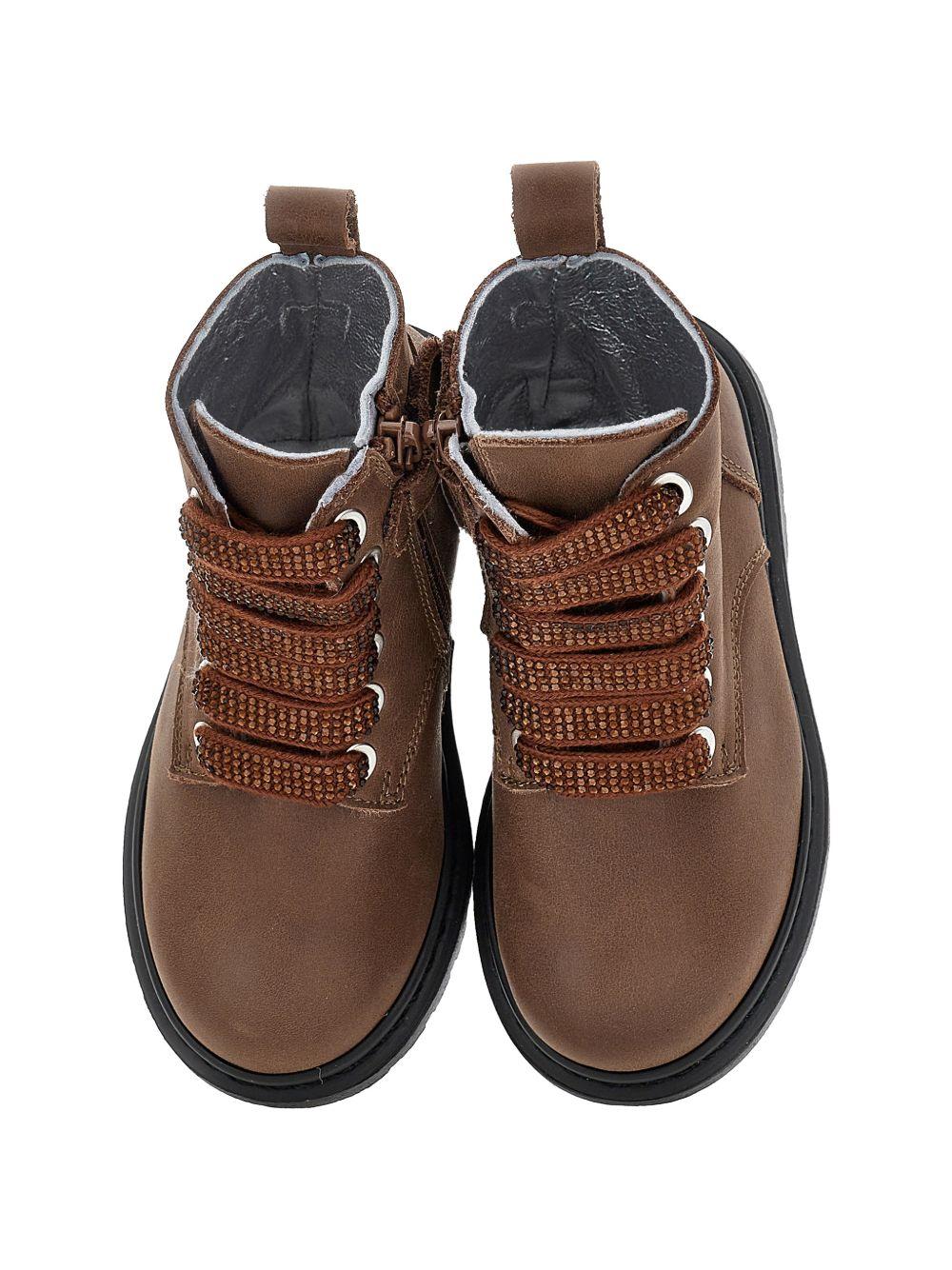 Stivaletti per bambina Monnalisa Kids marroni con cinturini con cristalli 8CH001 8782 0006 MONNALISA KIDS