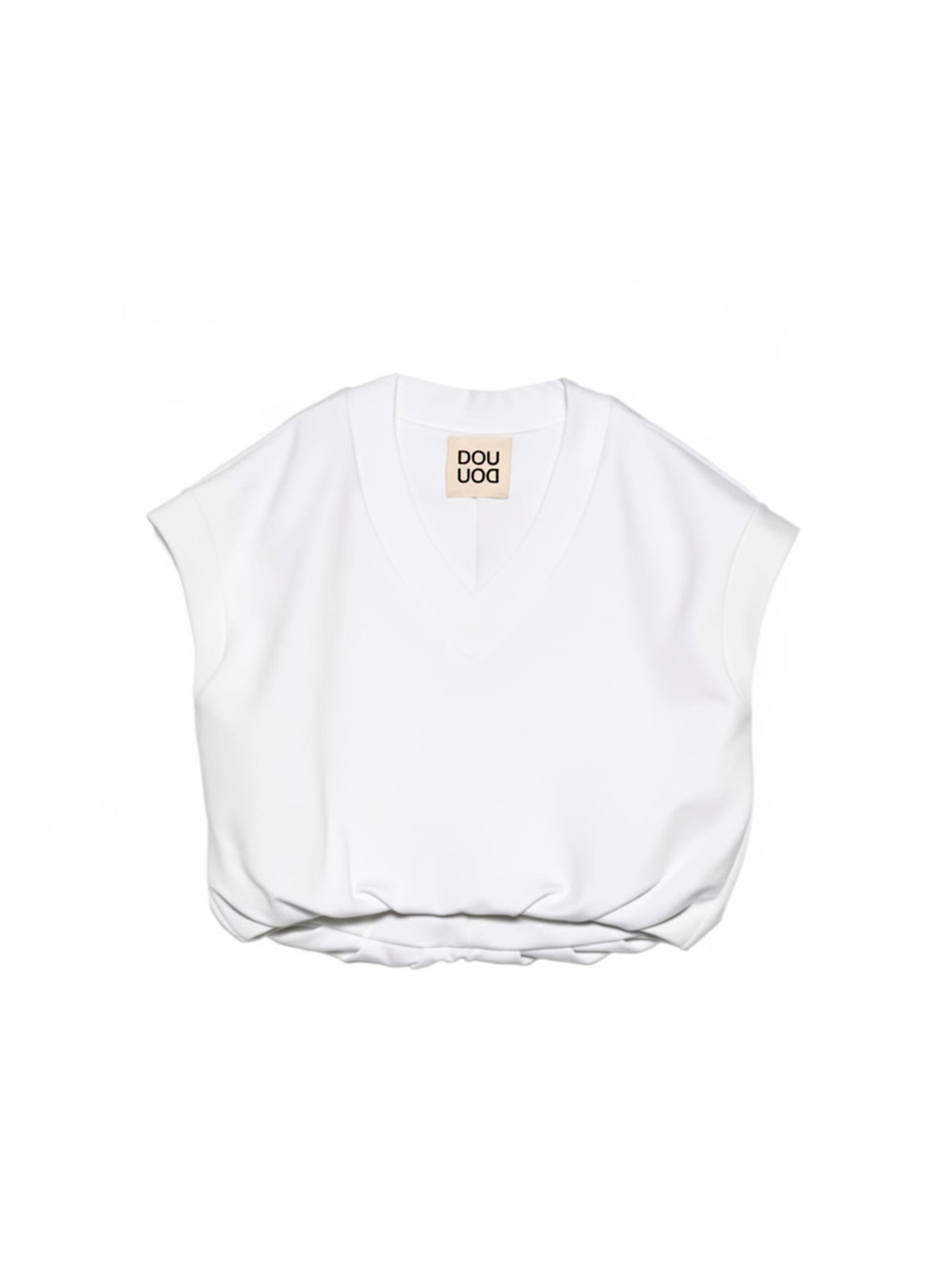 Felpa per bambina Douuod Kids bianca con scollo a V DY4A12 J0371 100 DOUUOD