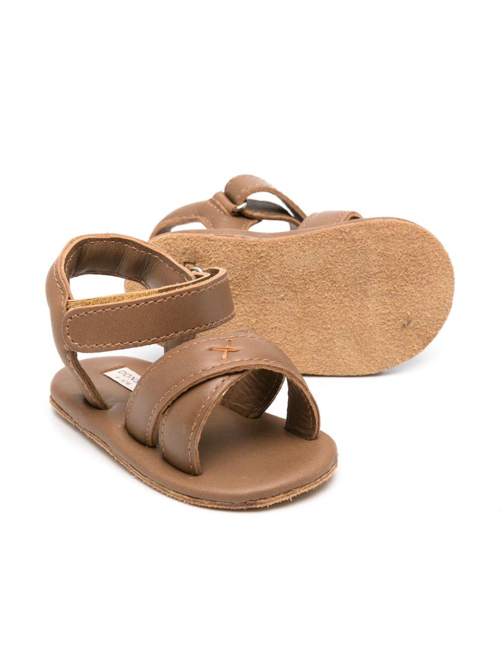 Sandali per neonato Donsje Tobi marrone con chiusura frontale a strappo 1035000 PU003 DONSJE