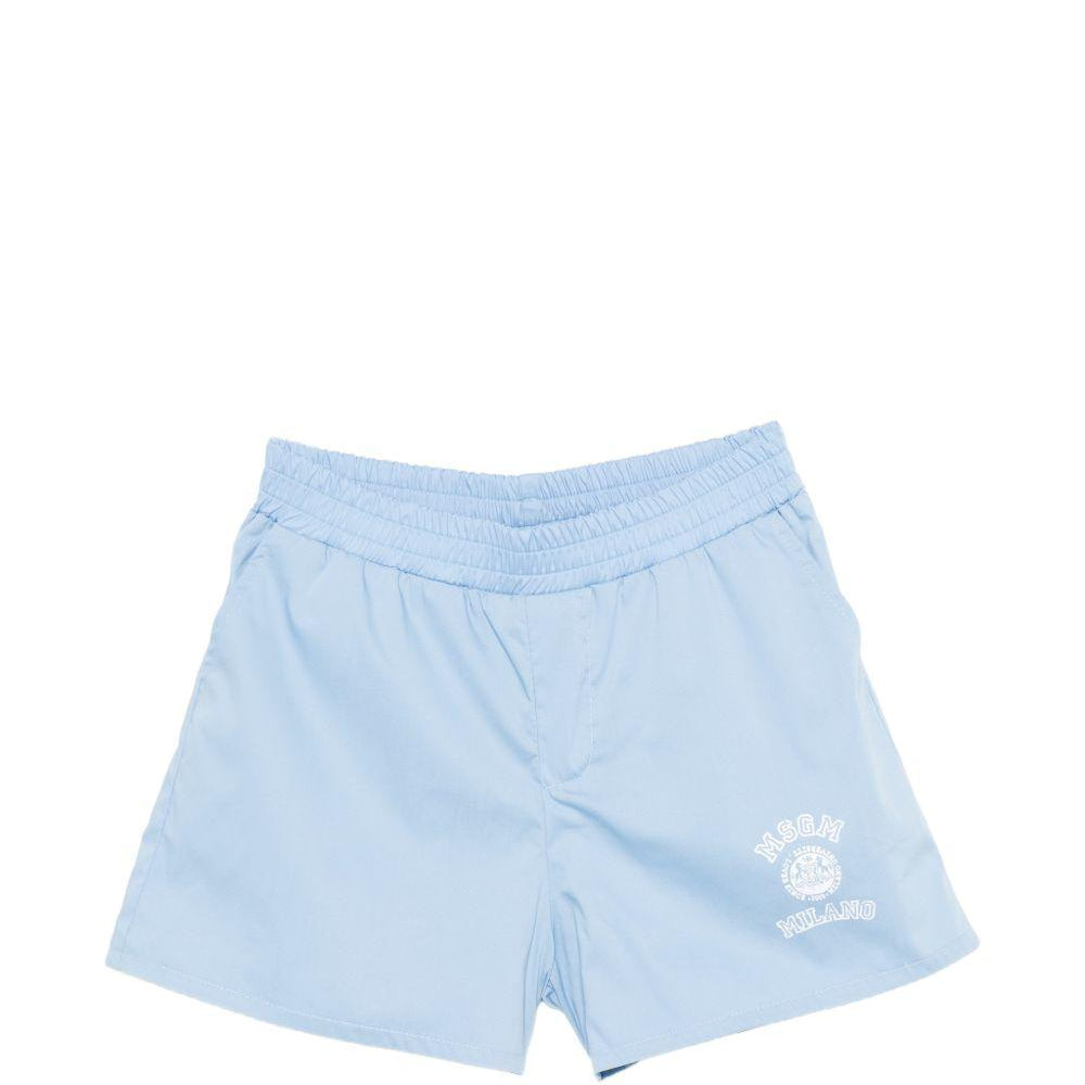 Shorts per bambina MSGM Kids azzurri con logo sul davanti S6MSJGSH022 050 MSGM KIDS