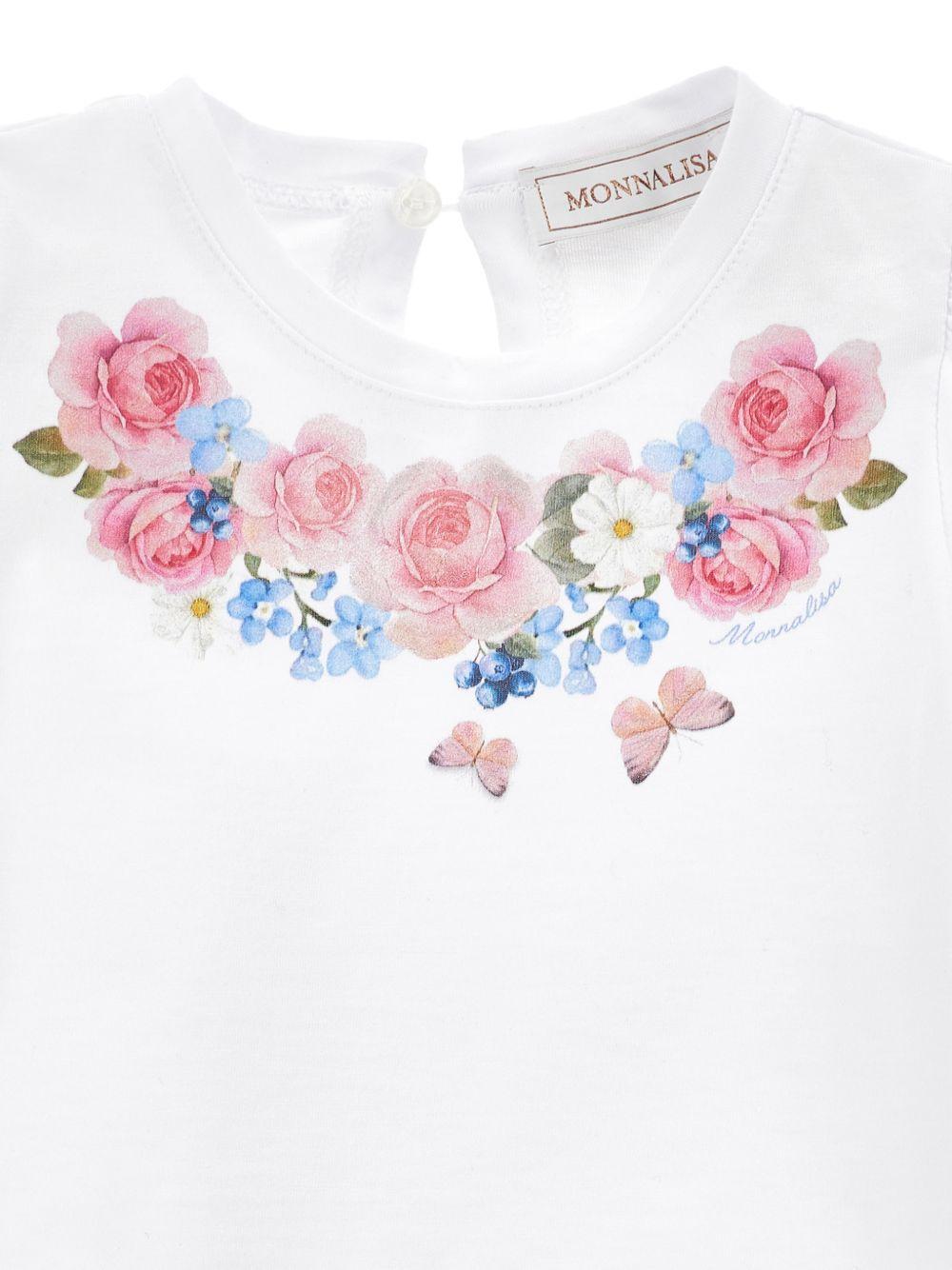 T-shirt per neonata Monnalisa bianca con maniche a palloncino 31G600 7206 0099 MONNALISA KIDS