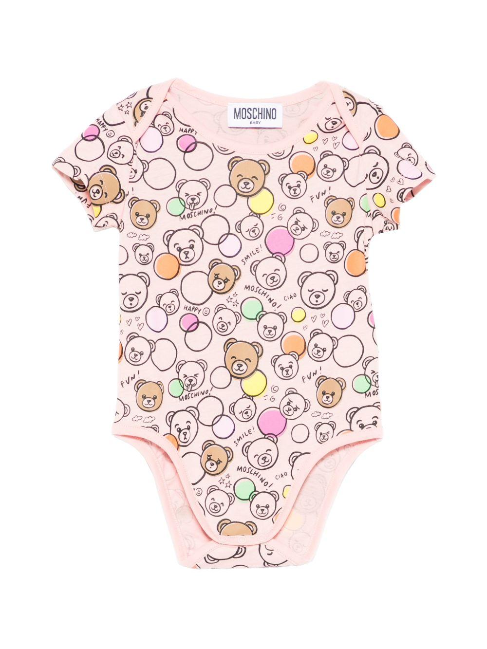 Body per neonata Moschino Kids rosa con stampa all-over MUT04JLAB5A 83681 MOSCHINO KIDS