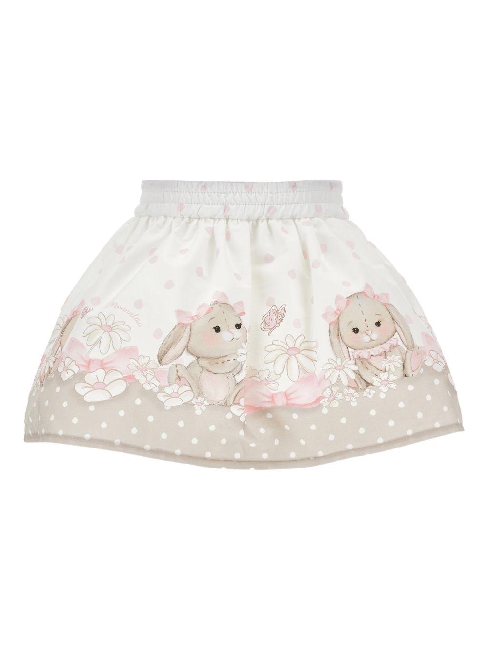 Gonna per neonata Monnalisa multicolore con stampa coniglietto 31G702 7663 019B MONNALISA