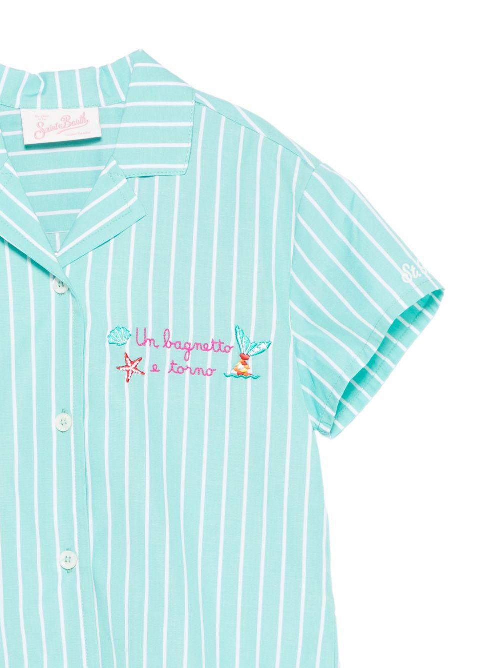 Camicia per bambina MC2 Saint Barth Kids azzurra con motivo a righe EVL0001 00898L MC2 ST. BARTH KIDS