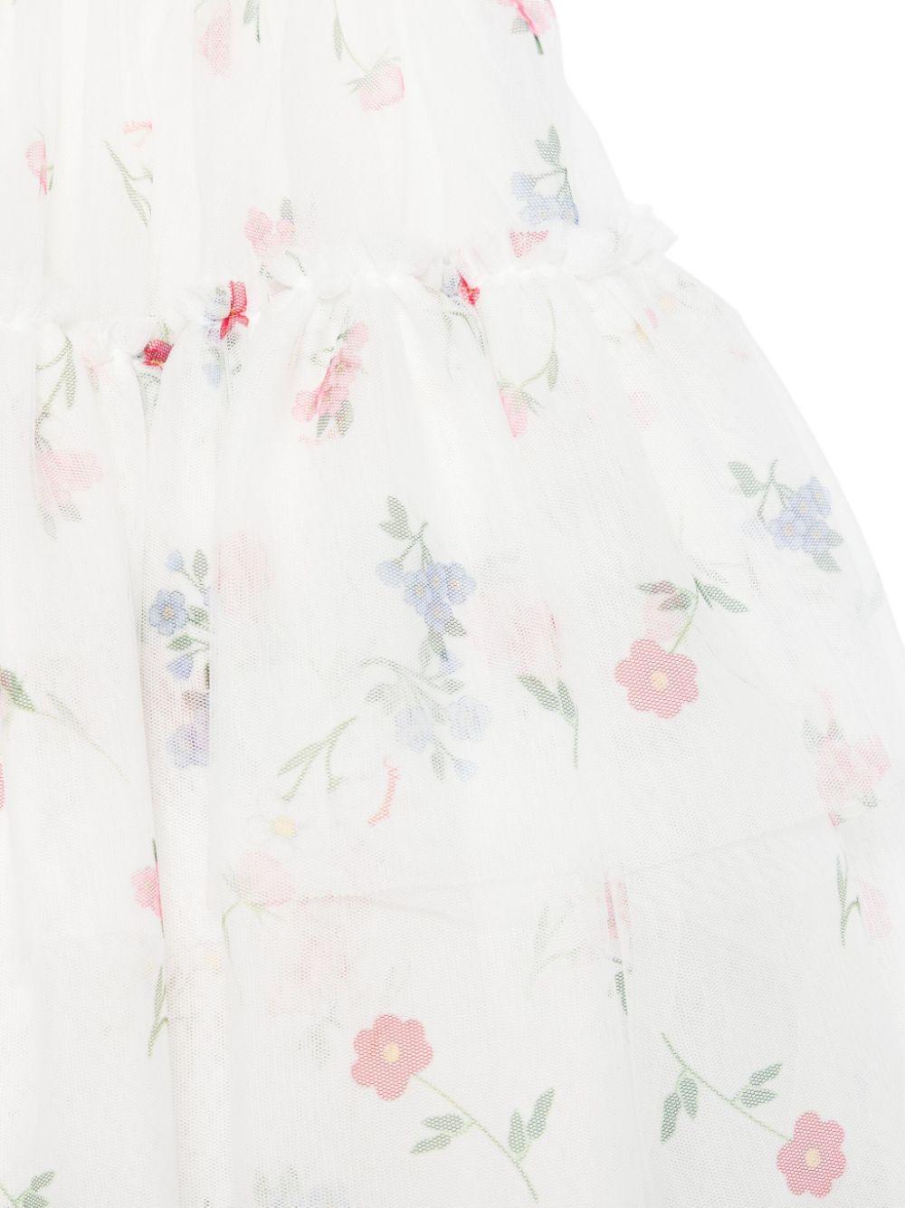 Gonna a fiori per bambina Monnalisa bianco con design slip-on 71E700 5657 0184 MONNALISA
