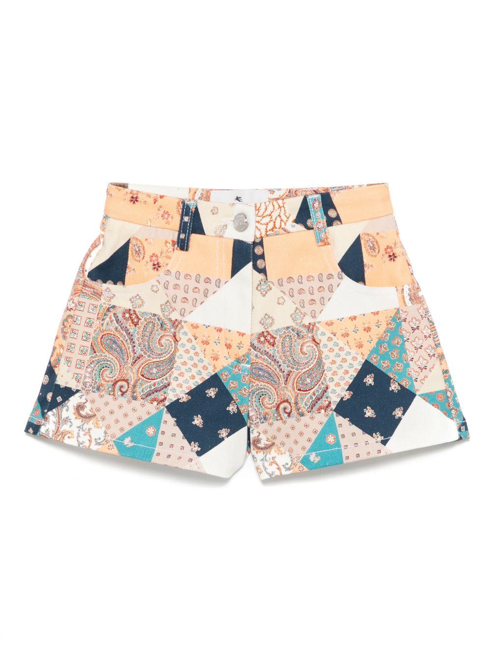 Shorts per bambina ETRO KIDS multicolore con stampa patchwork GW6A59 D0114 432MC ETRO KIDS