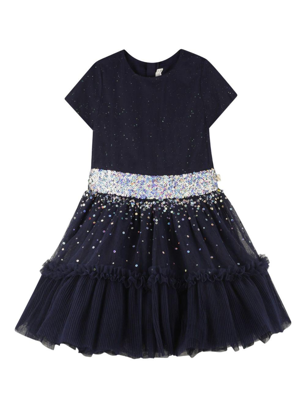 Abito per bambina Billieblush blu in tulle con paillettes U21564 85T BILLIEBLUSH