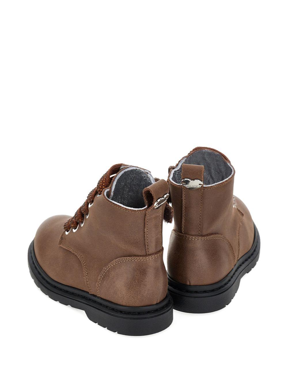 Stivaletti per bambina Monnalisa Kids marroni con cinturini con cristalli 8CH001 8782 0006 MONNALISA KIDS