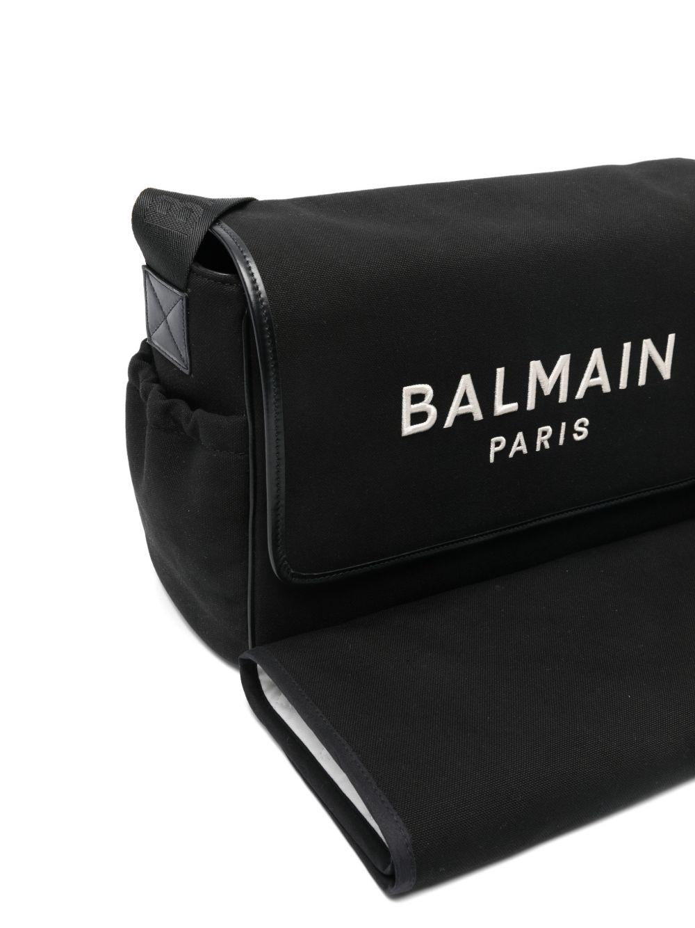 Borsa fasciatoio per neonati Balmain Kids nera con logo ricamato BY0618 Z0042 930AV BALMAIN KIDS