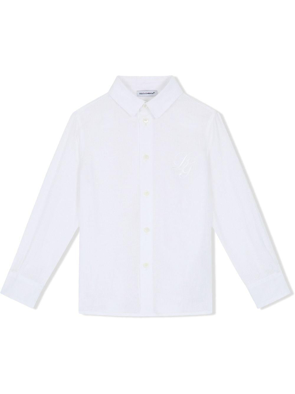 Camicia per bambino Dolce & Gabbana Kids bianco con ricamo logo L42S70 G7YEA W0800 DOLCE & GABBANA KIDS