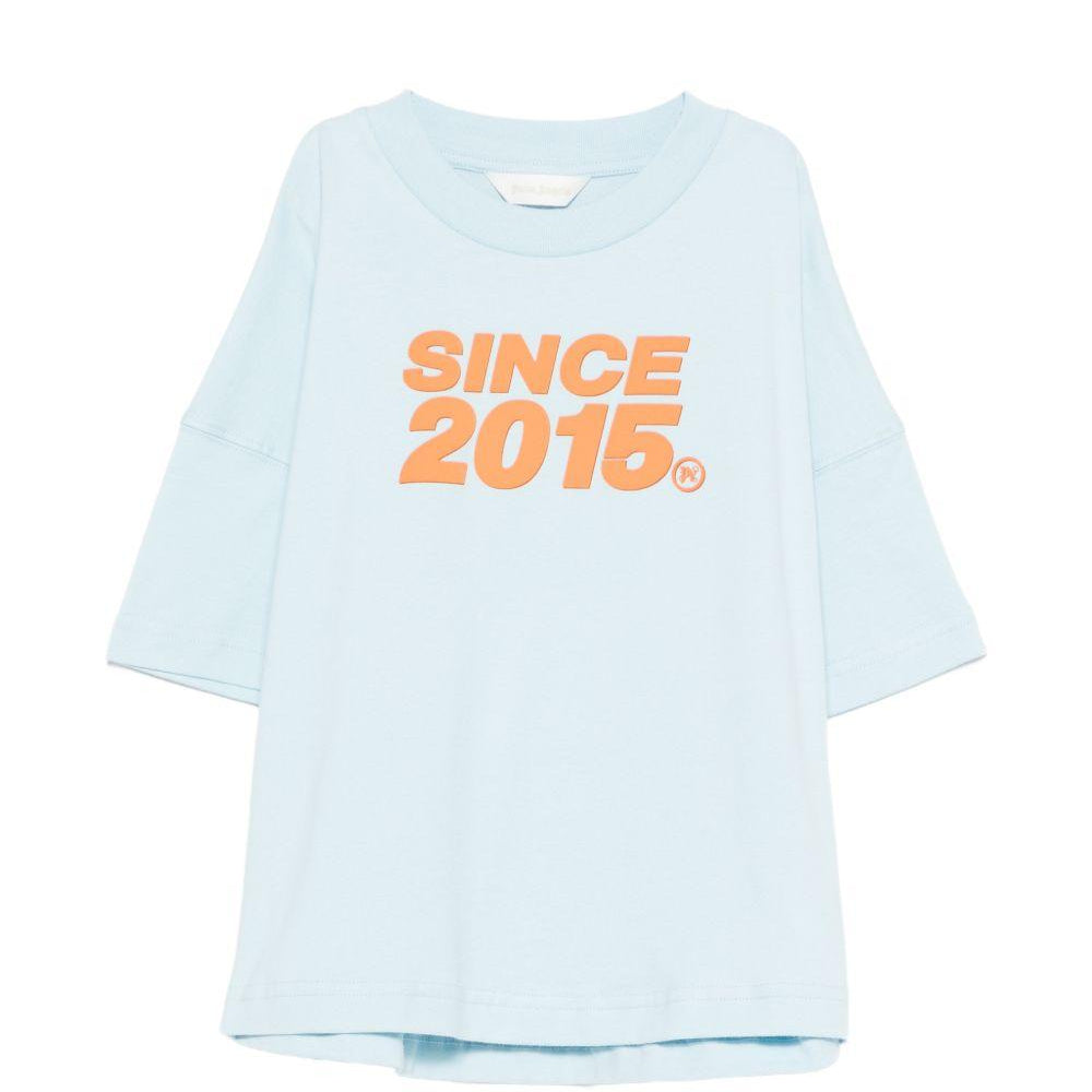 T-shirt per bambino Palm Angels Kids azzurra con stampa grafica sul retro PBAA002S26JER002 960 PALM ANGELS KIDS