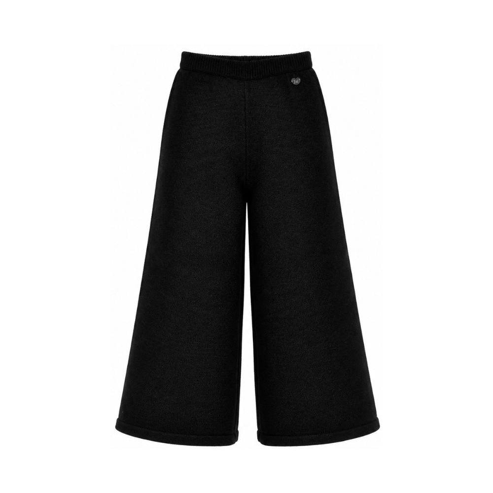 Pantaloni per bambina Monnalisa Kids neri con design lavorato a maglia 17H409 8060 0050 MONNALISA KIDS