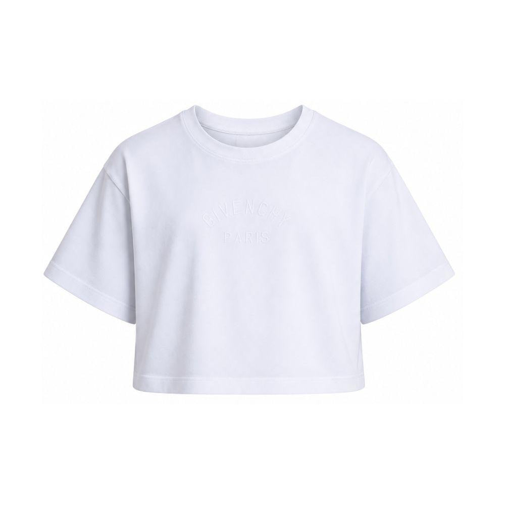 T-shirt per bambina Givenchy Kids bianca con taglio crop H31559 10P GIVENCHY KIDS