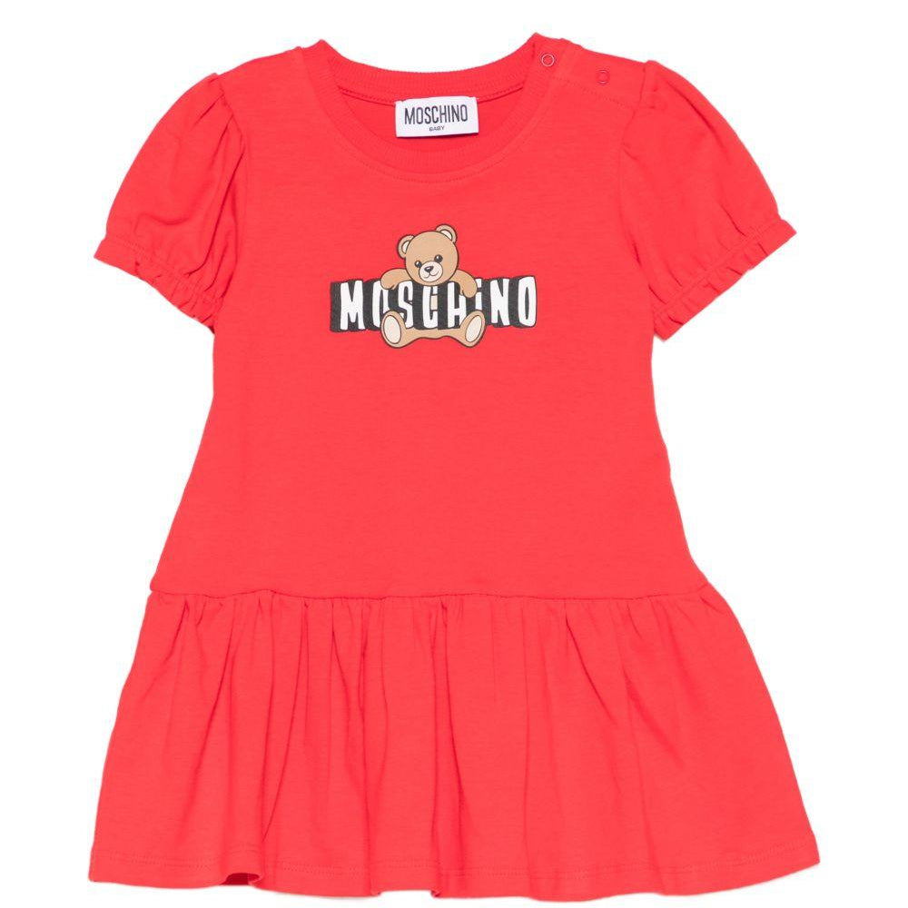 Abito per neonata Moschino Kids rosso con stampa Teddy Bear MAV0C7LBA00 50109 MOSCHINO KIDS