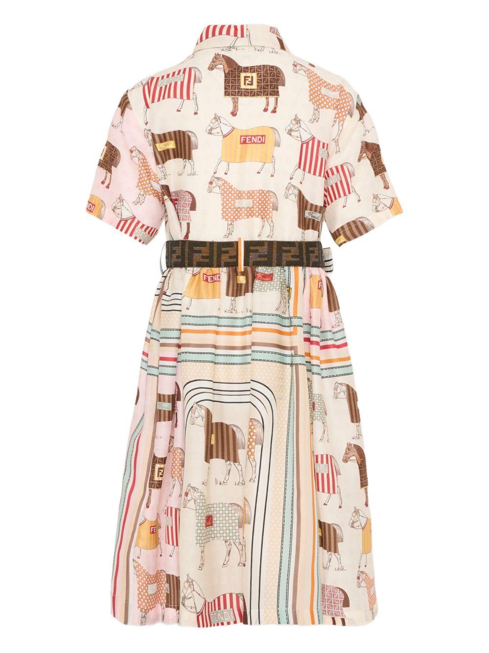 Abito per bambina Fendi Kids beige a righe JFB837 AVVY F0B8F FENDI KIDS
