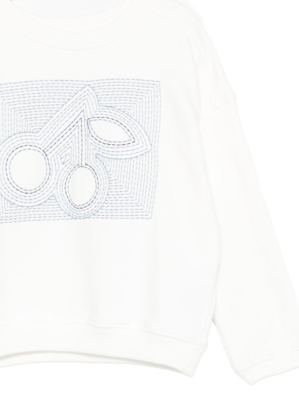 Felpa per bambini Bonpoint bianca con logo ricamato sul davanti S06GSWK00007 102 BONPOINT KIDS