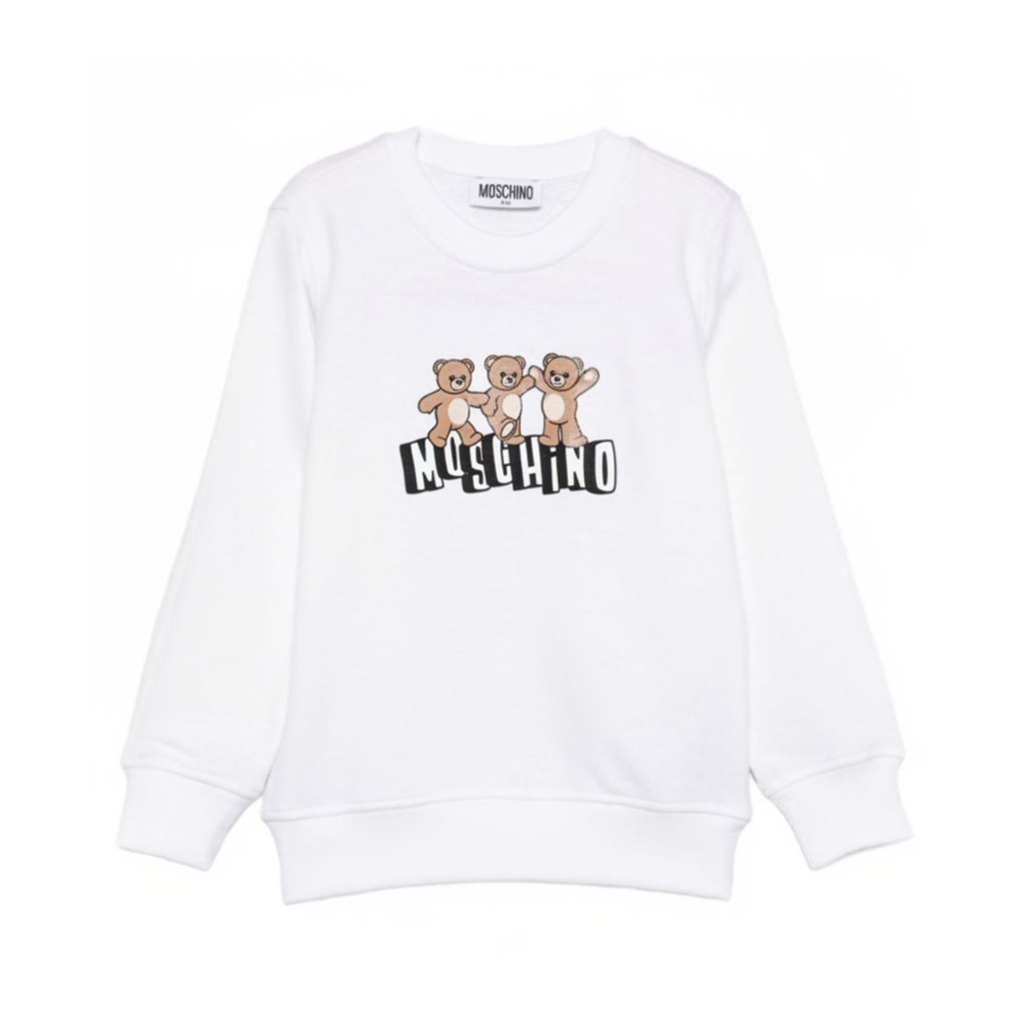 Felpa per bambini Moschino Kids bianca con stampa Teddy Bear HVF08VLCA88 10101 MOSCHINO KIDS