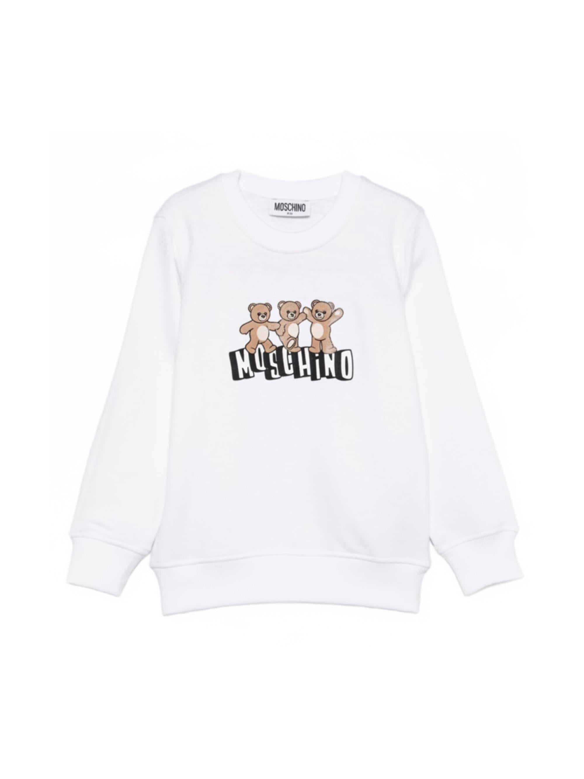 Felpa per bambini Moschino Kids bianca con stampa Teddy Bear HVF08VLCA88 10101 MOSCHINO KIDS