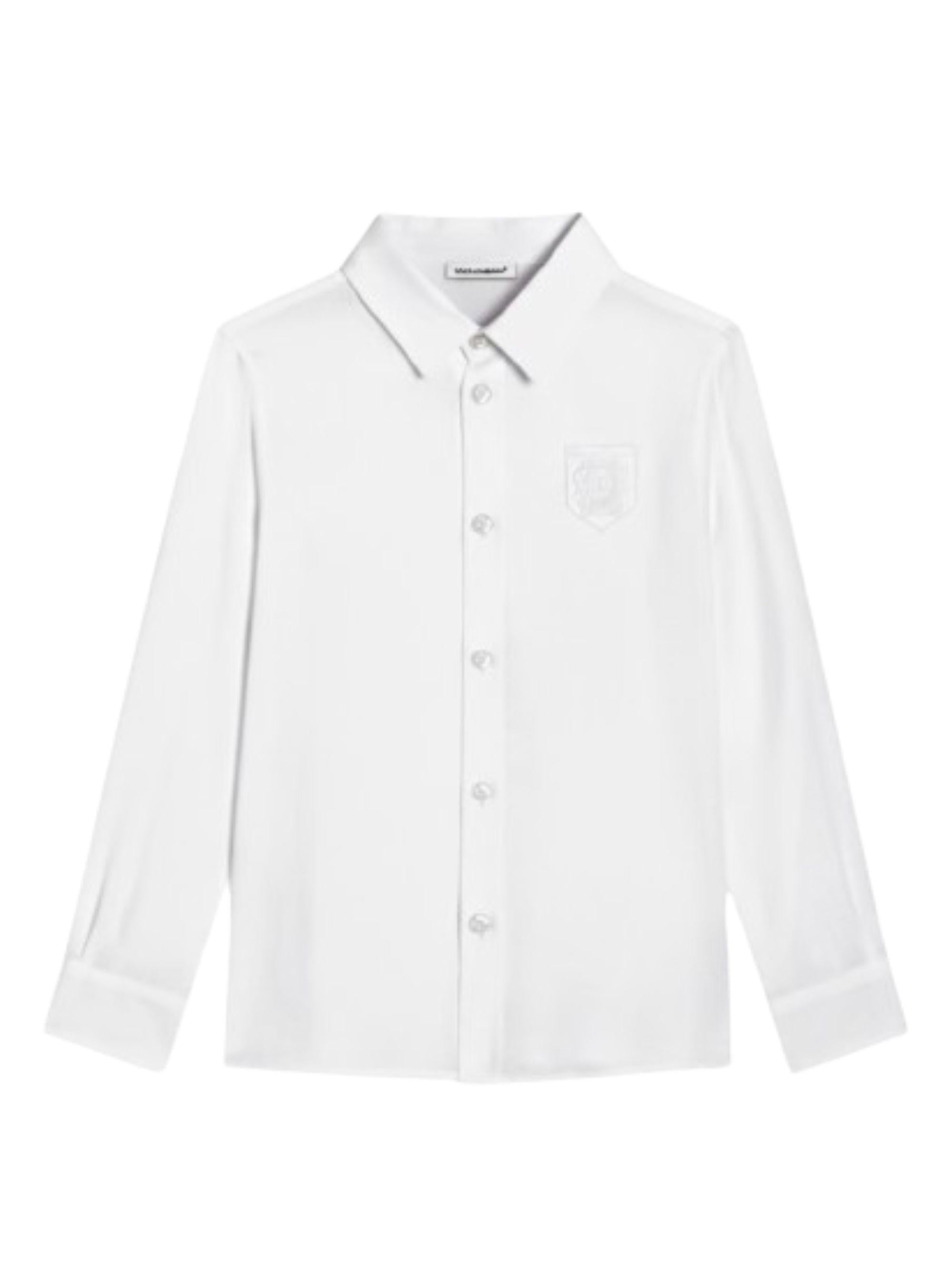 Camicia per bambino Dolce & Gabbana Kids bianca con ricamo logo sul davanti L44S71 FU4LU W0800 DOLCE & GABBANA KIDS