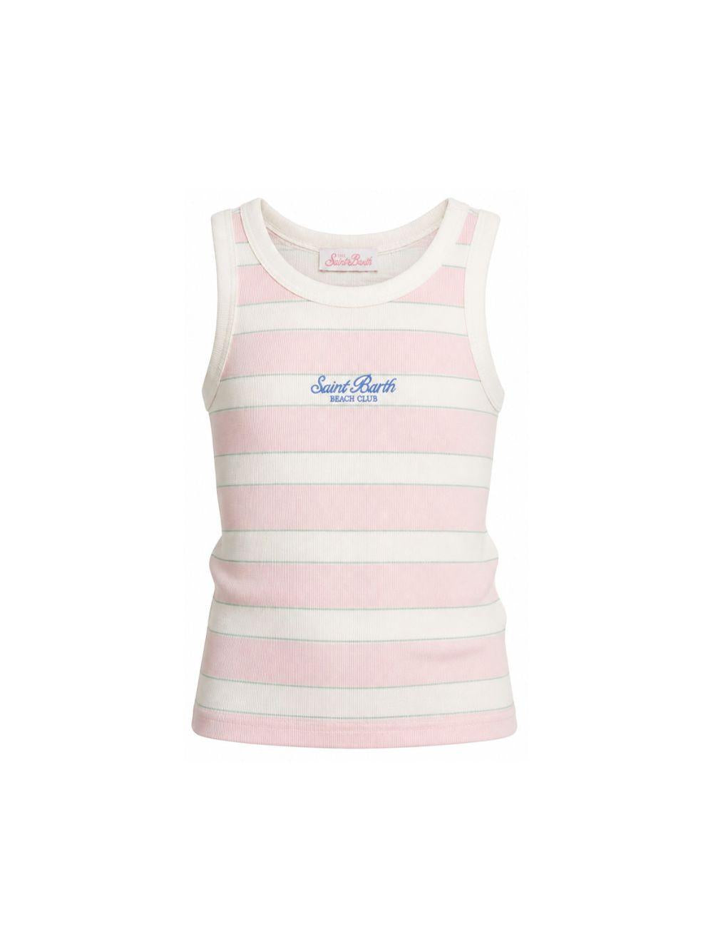 Canotta da donna MC2 Saint Barth rosa con motivo a righe orizzontali AAD001 01906L MC2 ST. BARTH