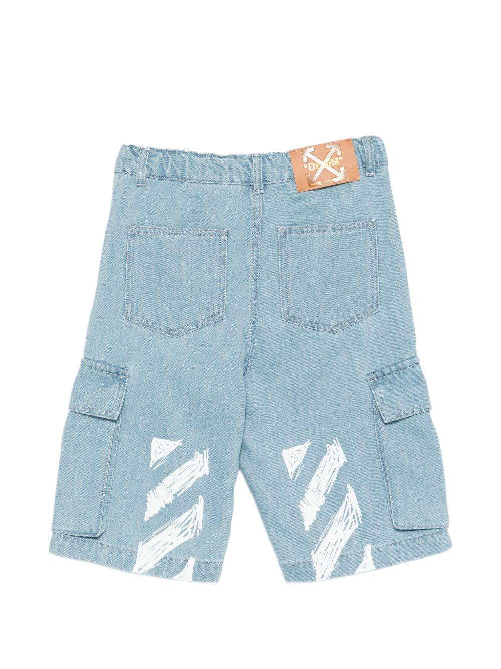 Shorts per bambino Off-White Kids azzurri con tasche cargo 44BYC002S26D001 423 OFF WHITE KIDS