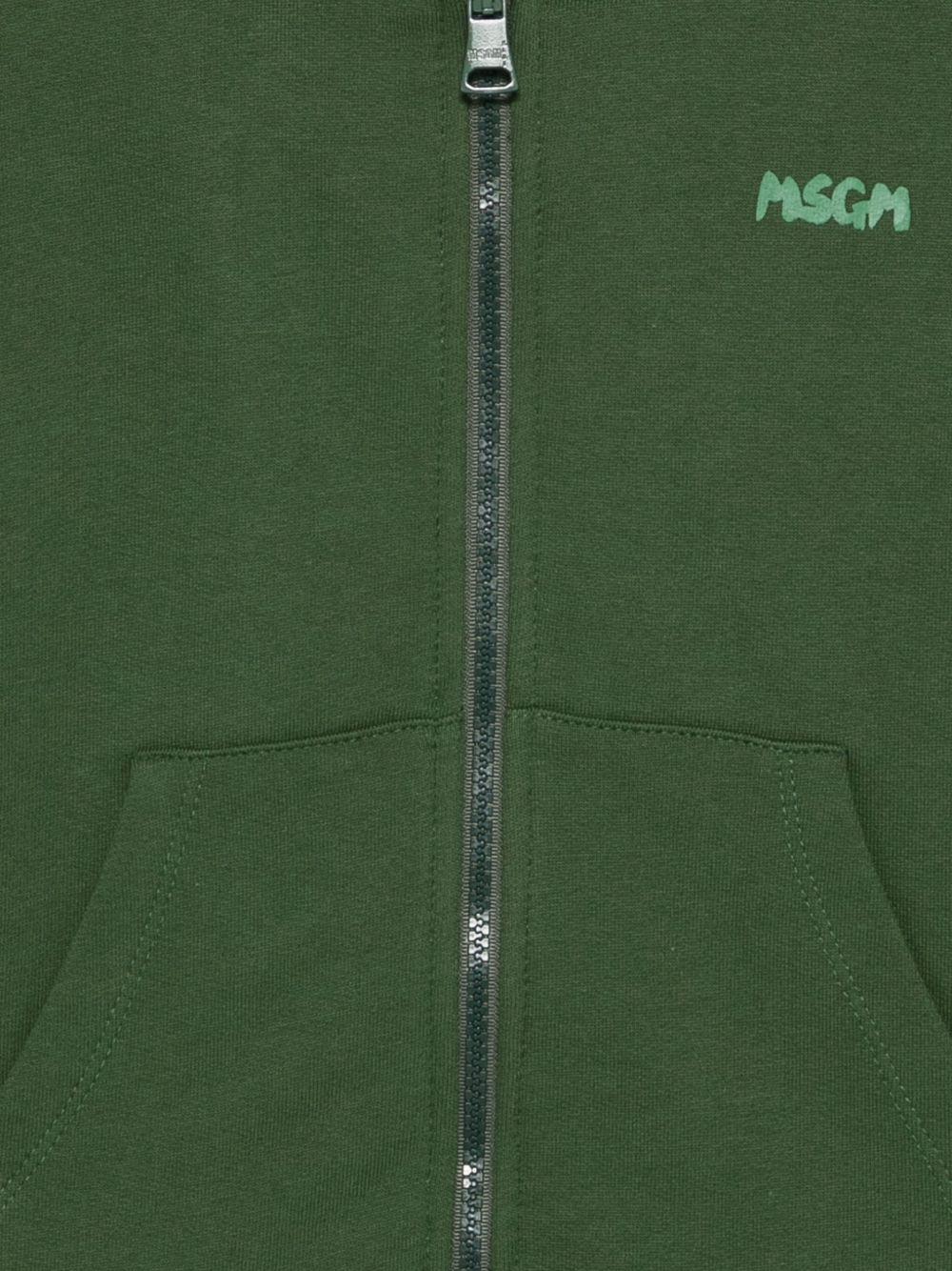 Felpa per bambino MSGM Kids verde con cappuccio e logo F5MSJUZH002 MS039 MSGM KIDS