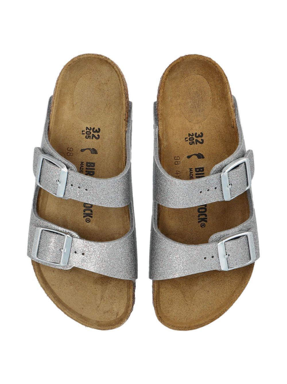 Ciabatte per bambina Birkenstock Kids Arizona argento con doppia chiusura con fibbia 1029468 SILVER BIRKENSTOCK