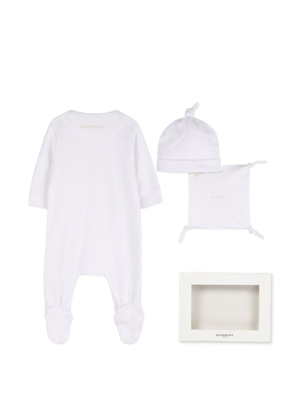 Set 3 pezzi per neonato Givenchy Kids bianco con ricamo H31265 10P GIVENCHY KIDS