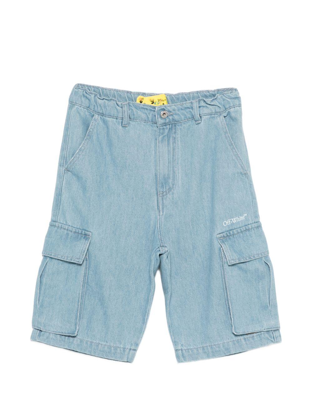 Shorts per bambino Off-White Kids azzurri con tasche cargo 44BYC002S26D001 423 OFF WHITE KIDS