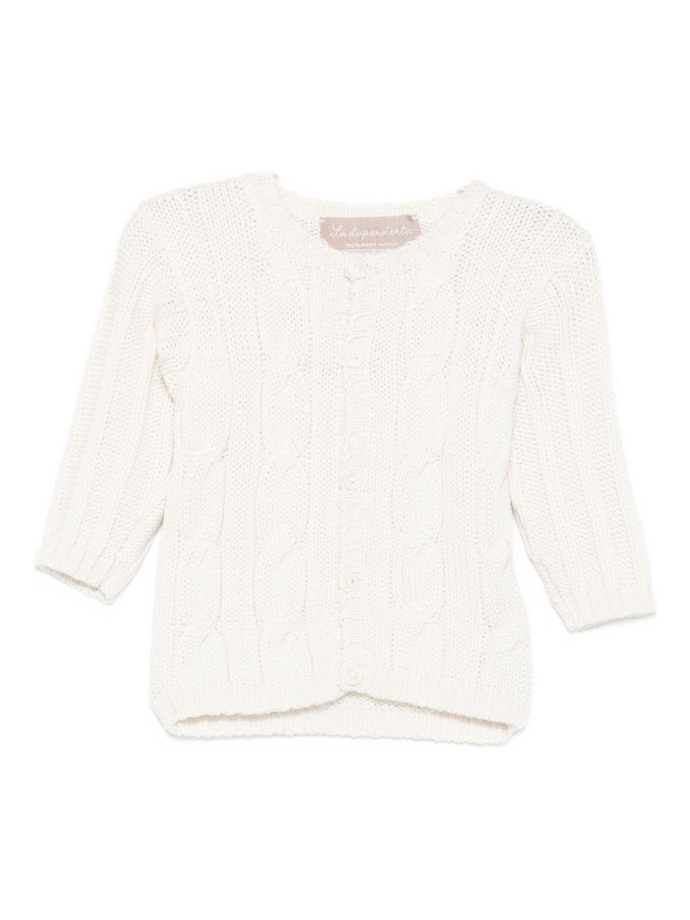 Cardigan per neonata La Stupenderia bianco con maglia a trecce 1WCCRR25 801 LA STUPENDERIA