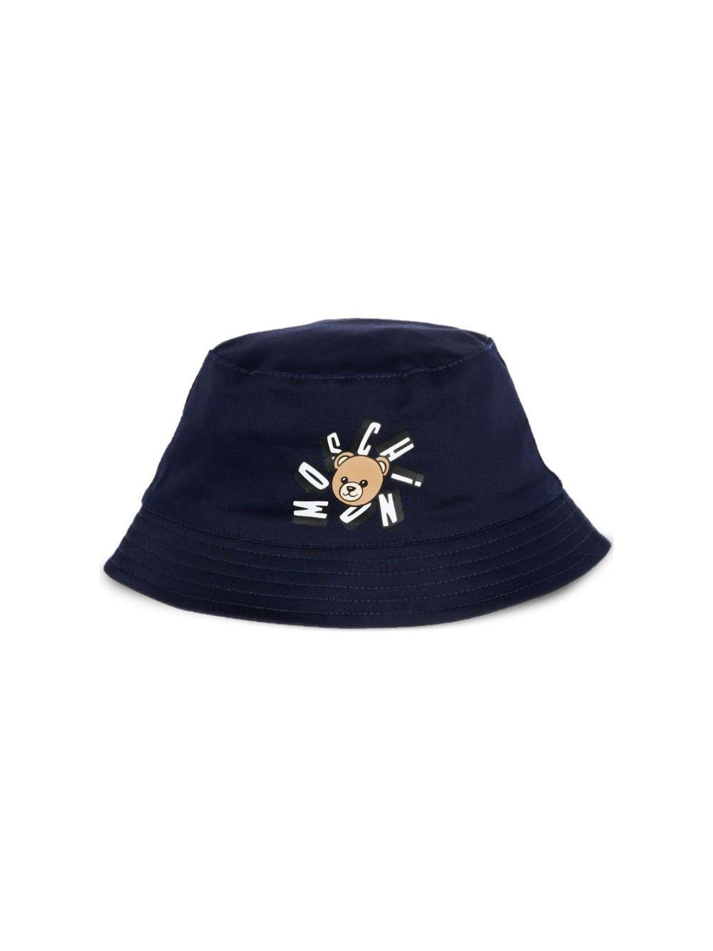 Cappello per neonato Moschino Kids blu con stampa Teddy Bear MNX057LPA01 40016 MOSCHINO KIDS