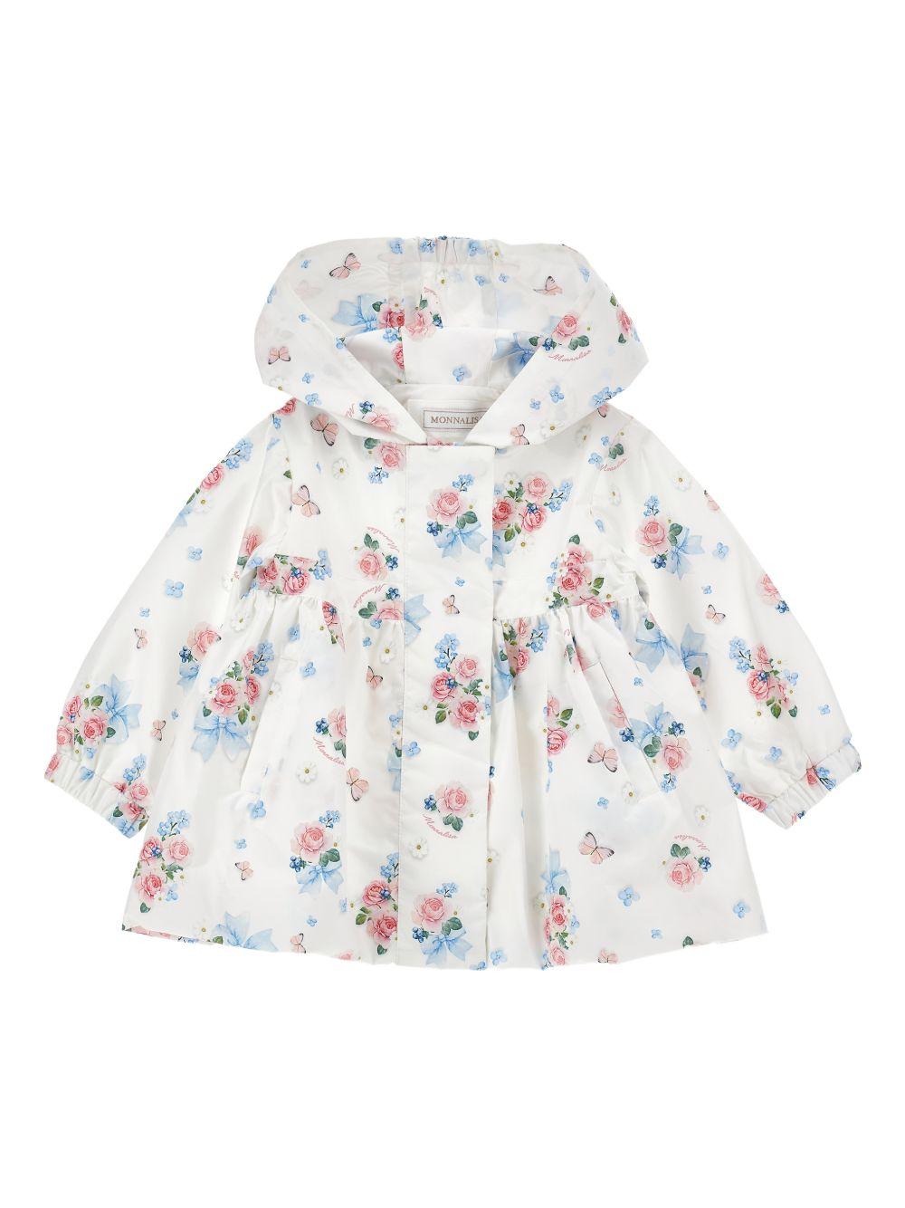 Giacca per neonata Monnalisa bianca con stampa a fiori 39G100 7026 0099 MONNALISA KIDS