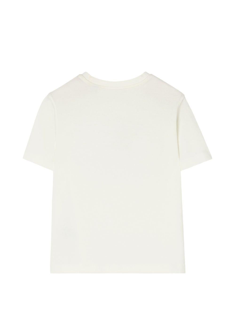 T-shirt per bambini Burberry Kids bianca con motivo Equestrian Knight 8125836 A2014 BURBERRY KIDS