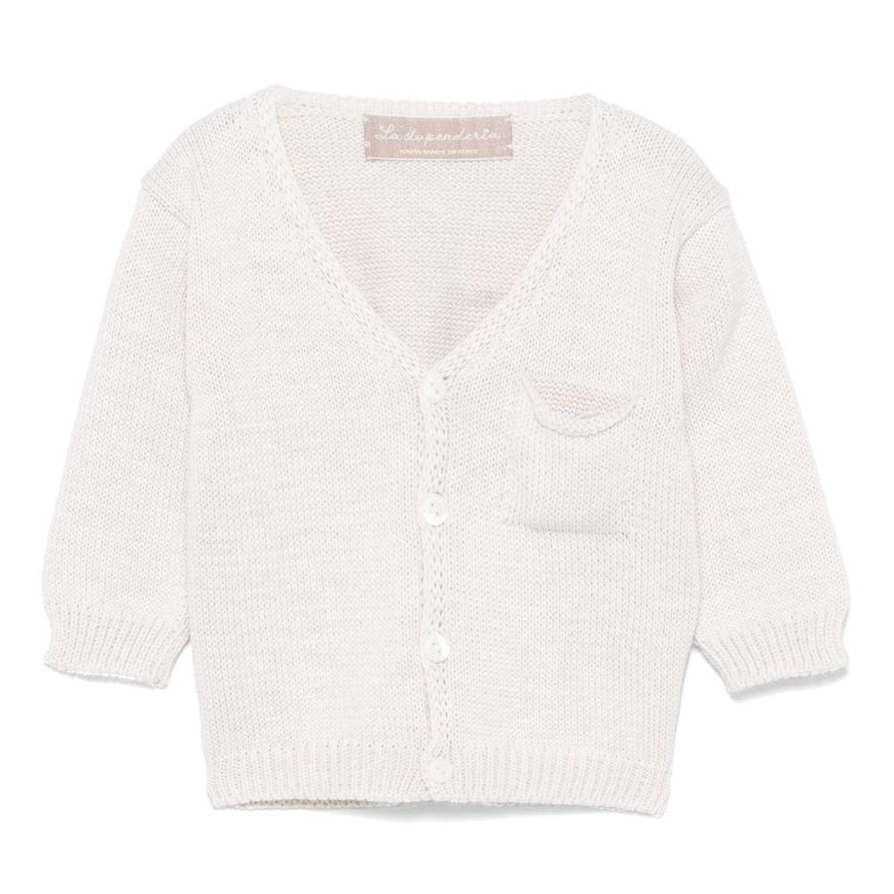Cardigan per neonata La Stupenderia beige in cotone con tasca applicata sul petto SCCR71825 R49 LA STUPENDERIA KIDS