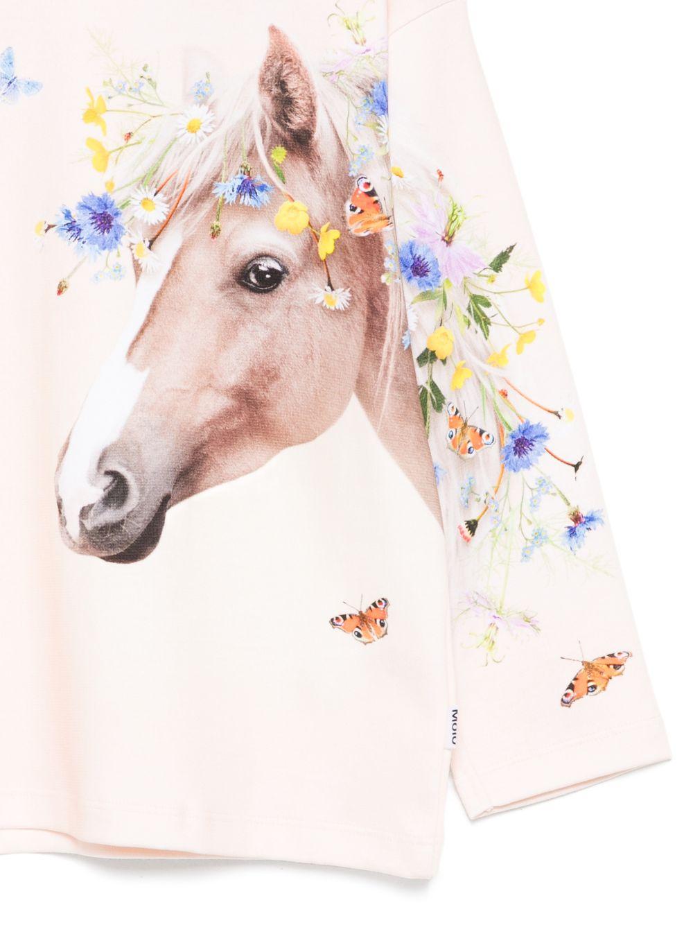 T-shirt Mountoo per bambina Molo rosa con stampa cavallo 2S26J208 5983 MOLO