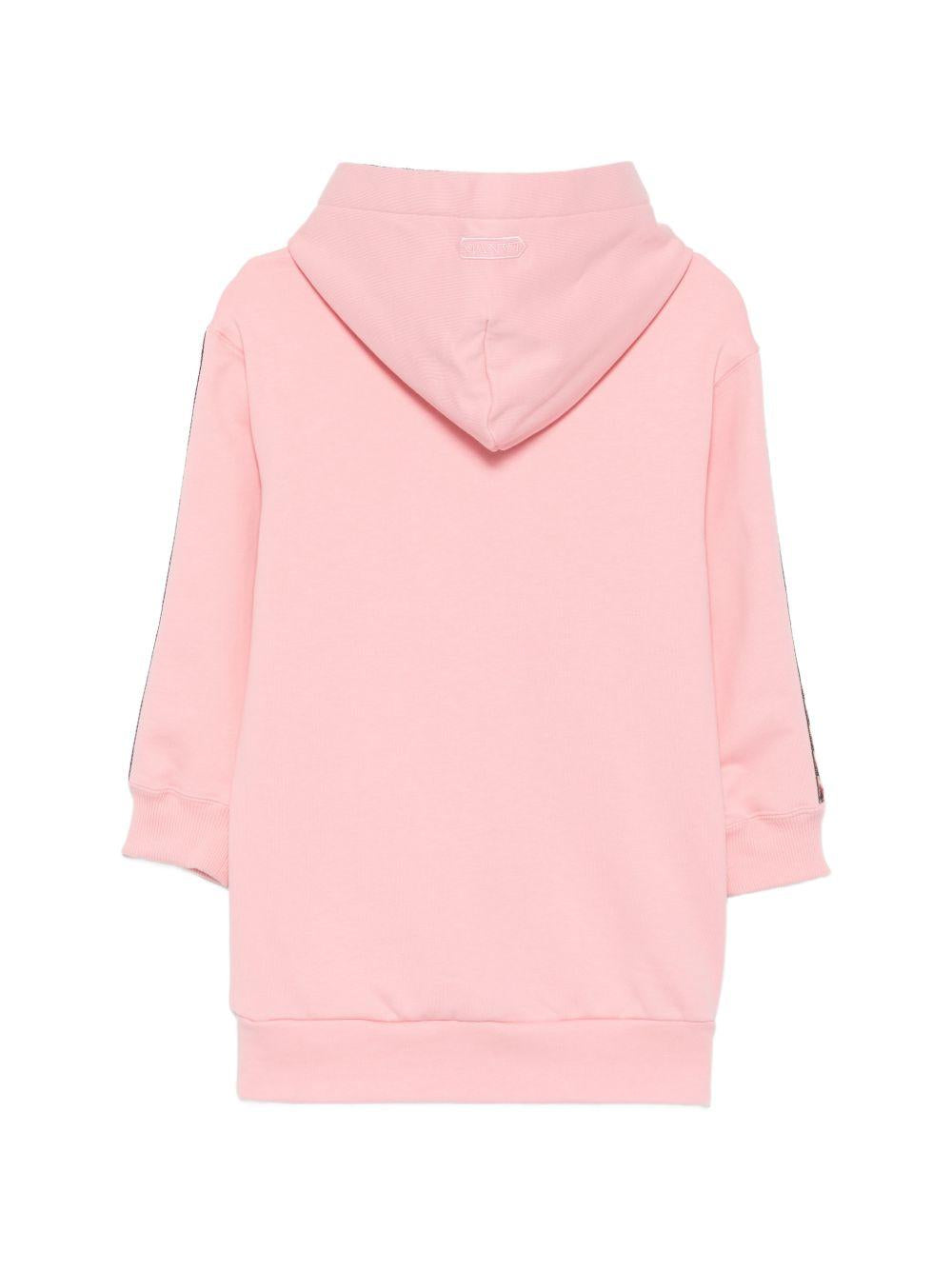 Abito modello felpa per bambina Lanvin Kids rosa con logo ricamato N30407 48N LANVIN KIDS
