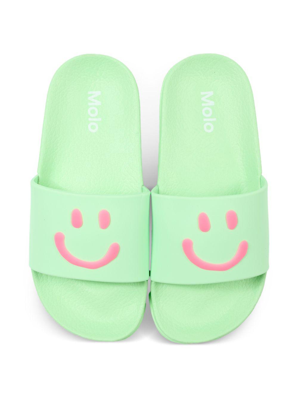 Sandali slides per bambina Molo verde con stampa smile 7S26U201 5610 MOLO KIDS