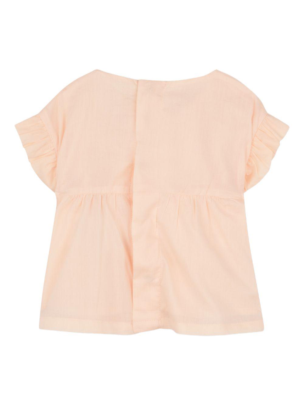 Set neonata Chloé Kids arancione pesca con ricamo e ruches C20923 440 CHLOE' KIDS