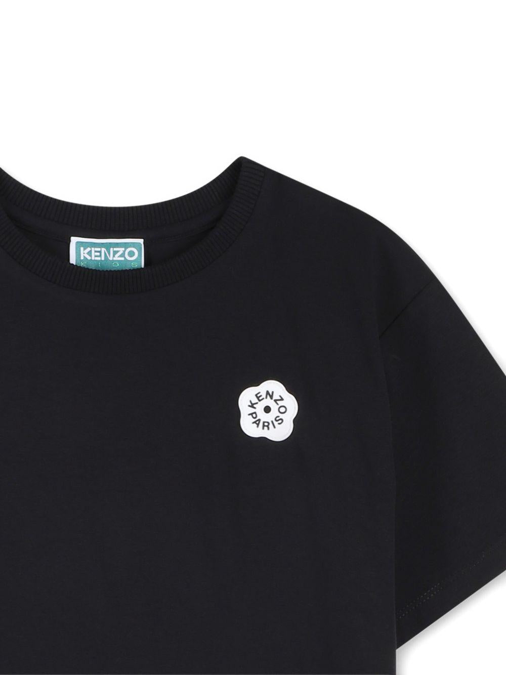 T-shirt per bambina Kenzo Kids nera con dettaglio fiore K61621 09B KENZO KIDS