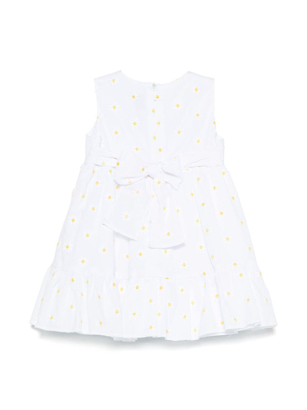 Abito per neonata Il Gufo bianco con ricamo a fiori con chiusura con nodo P25VA330C5053NB 010 IL GUFO