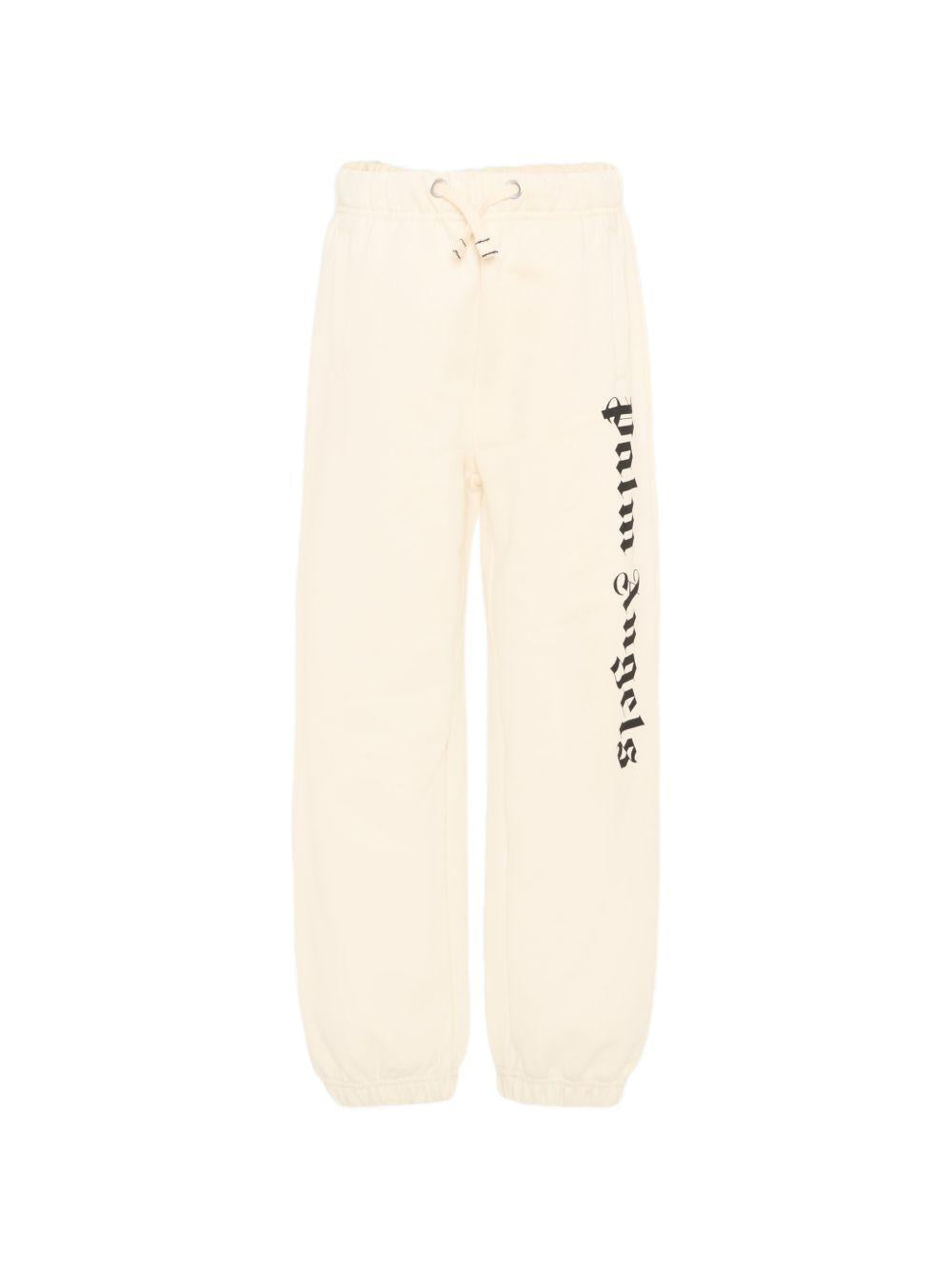 Pantaloni sportivi per bambino Palm Angels Kids beige con logo laterale PBCH008S26FLE001 002 PALM ANGELS KIDS