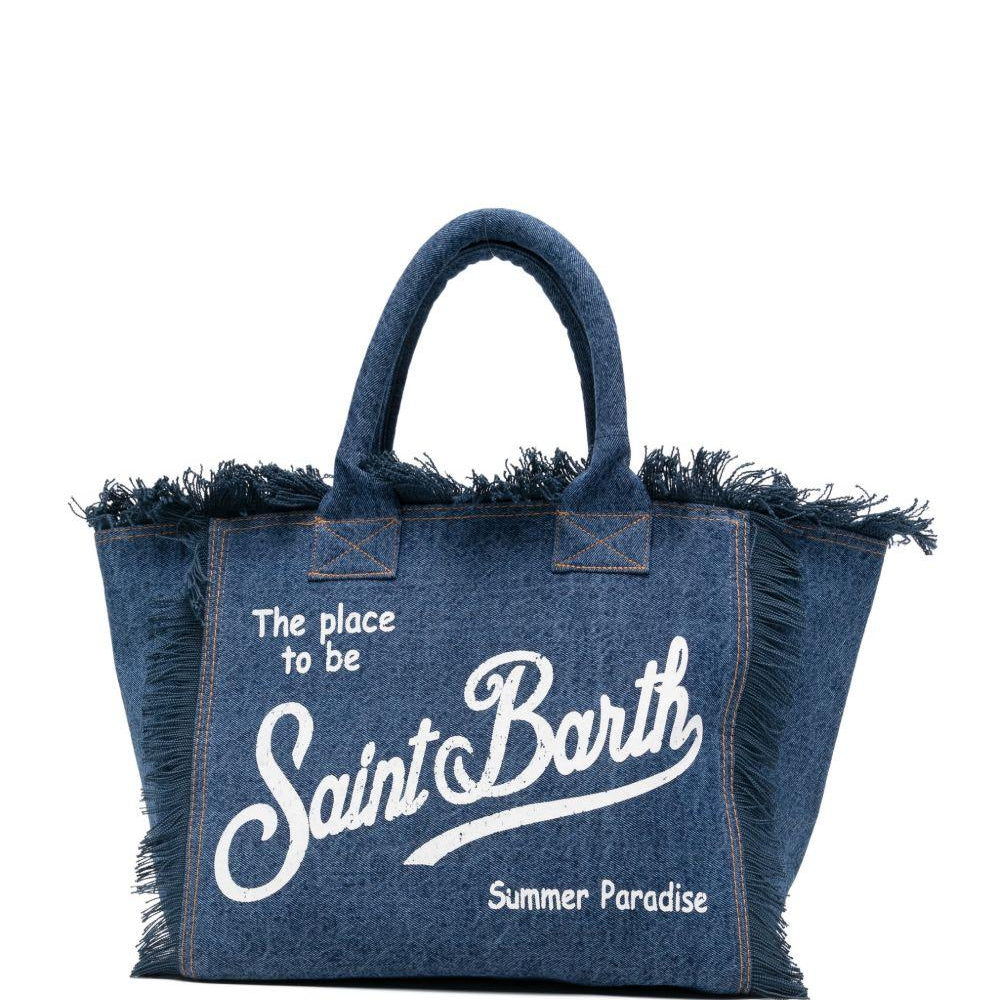 Borsa Vanity MC2 Saint Barth denim con dettaglio frange VANI001 00431L MC2 ST. BARTH