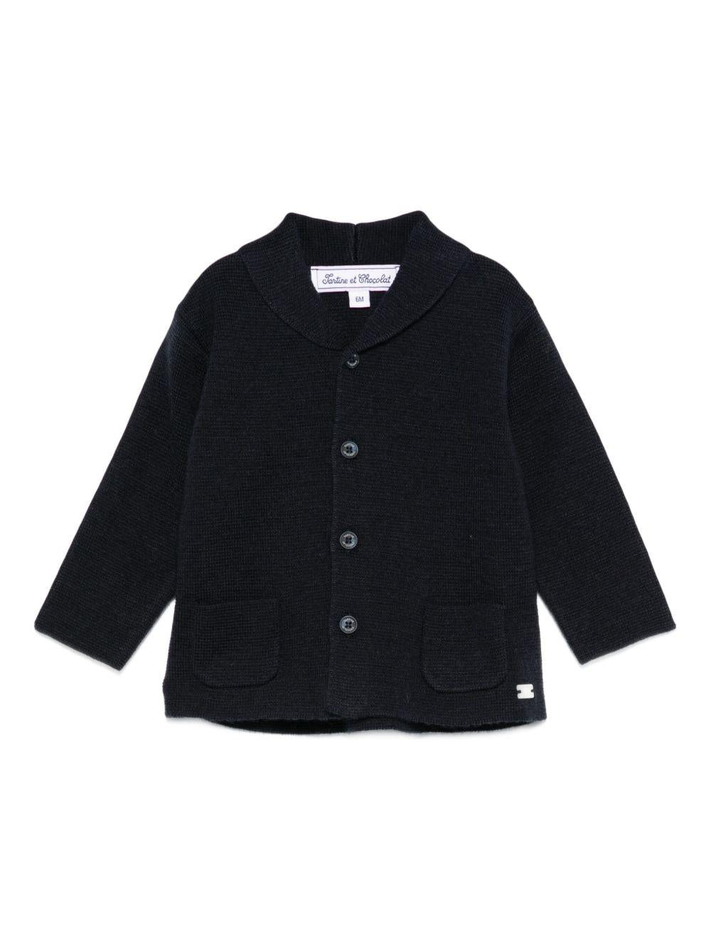 Cardigan per neonato Tartine Et Chocolate blu con tasche laterali applicate CB18021 04 TArtine & Chocolat
