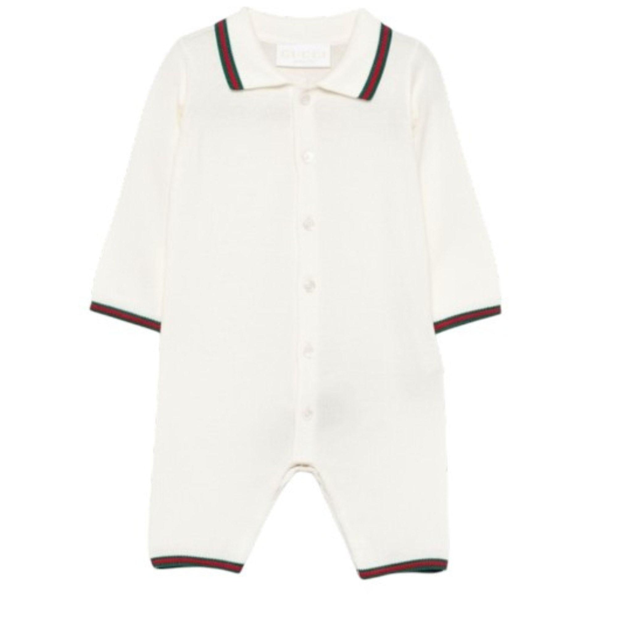 Tutina per neonati Gucci Kids bianca opaca con colletto polo 825863XKEXN 9112 GUCCI KIDS