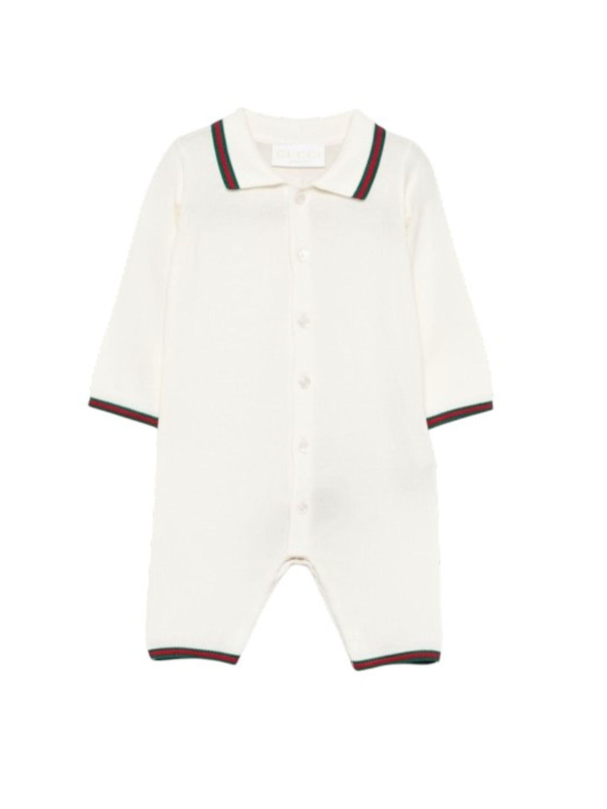 Tutina per neonati Gucci Kids bianca opaca con colletto polo 825863XKEXN 9112 GUCCI KIDS