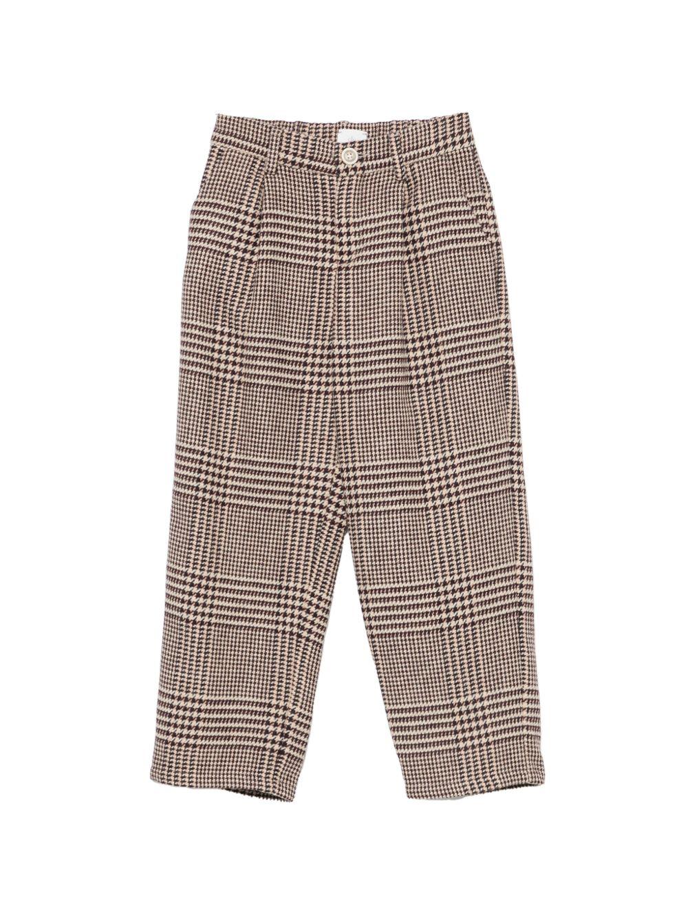 Pantaloni per bambino Eleventy Kids marrone con motivo a quadri EZ6H70 E0262 419BG ELEVENTY KIDS