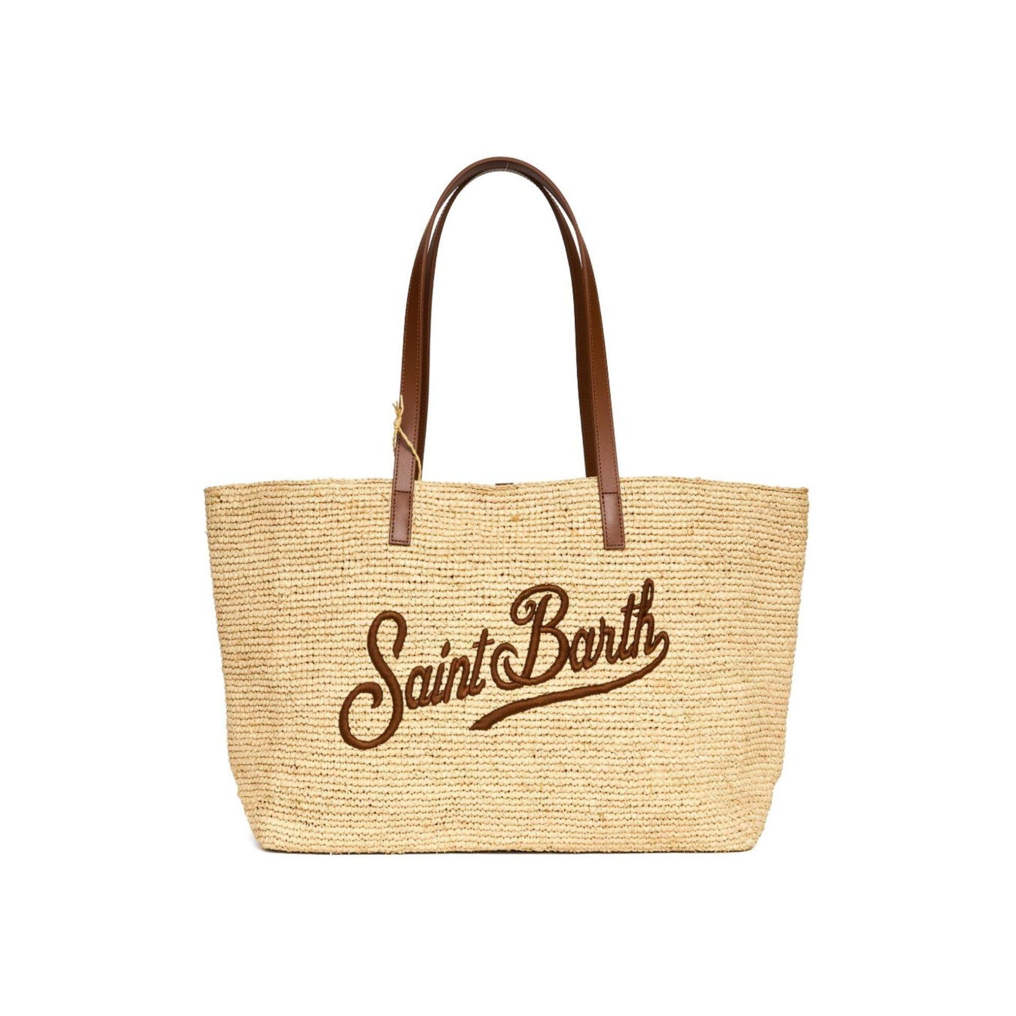 Borsa Rafia City MC2 Saint Barth beige con ricamo logo RAFC001 00358L MC2 ST. BARTH KIDS