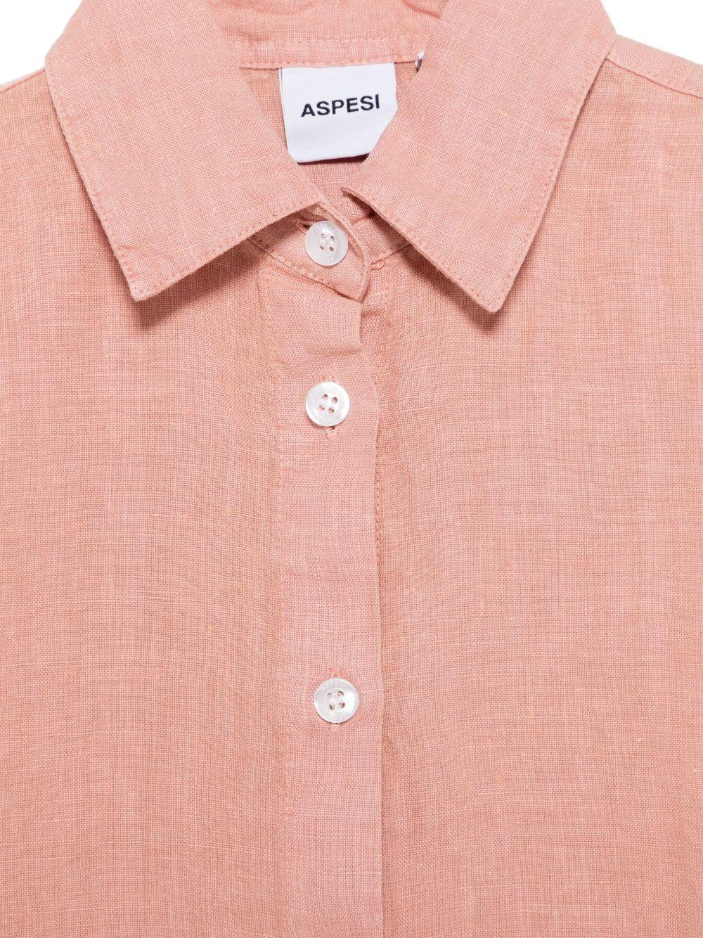 Camicia in lino per bambina Aspesi Kids rosa con colletto classico S25011CCL6000 336 ASPESI