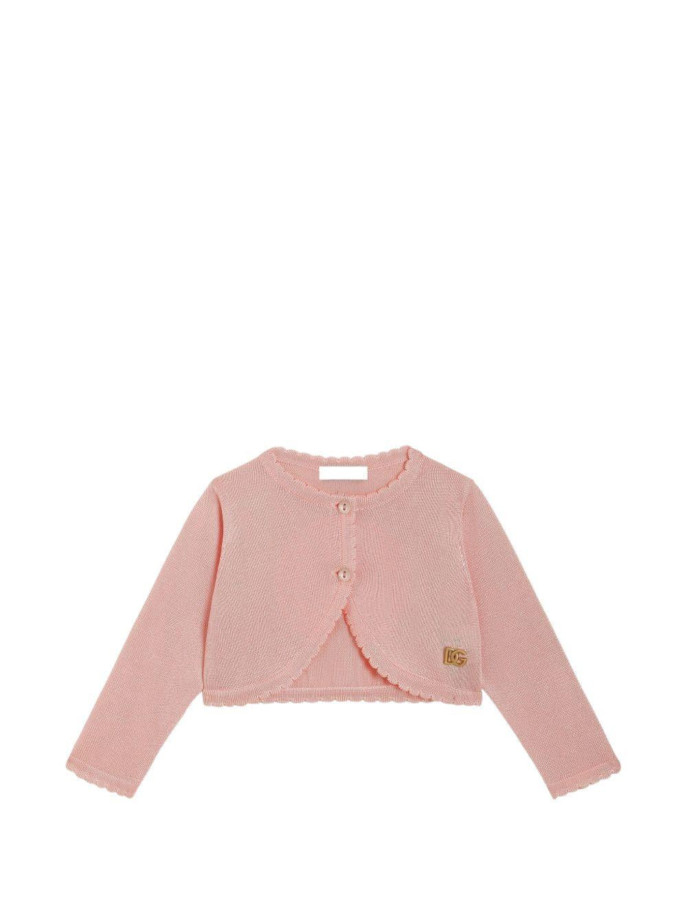 Cardigan per neonata Dolce & Gabbana Kids rosa con orlo a smerlo L2KWN2 JAIR0 F1246 DOLCE & GABBANA KIDS