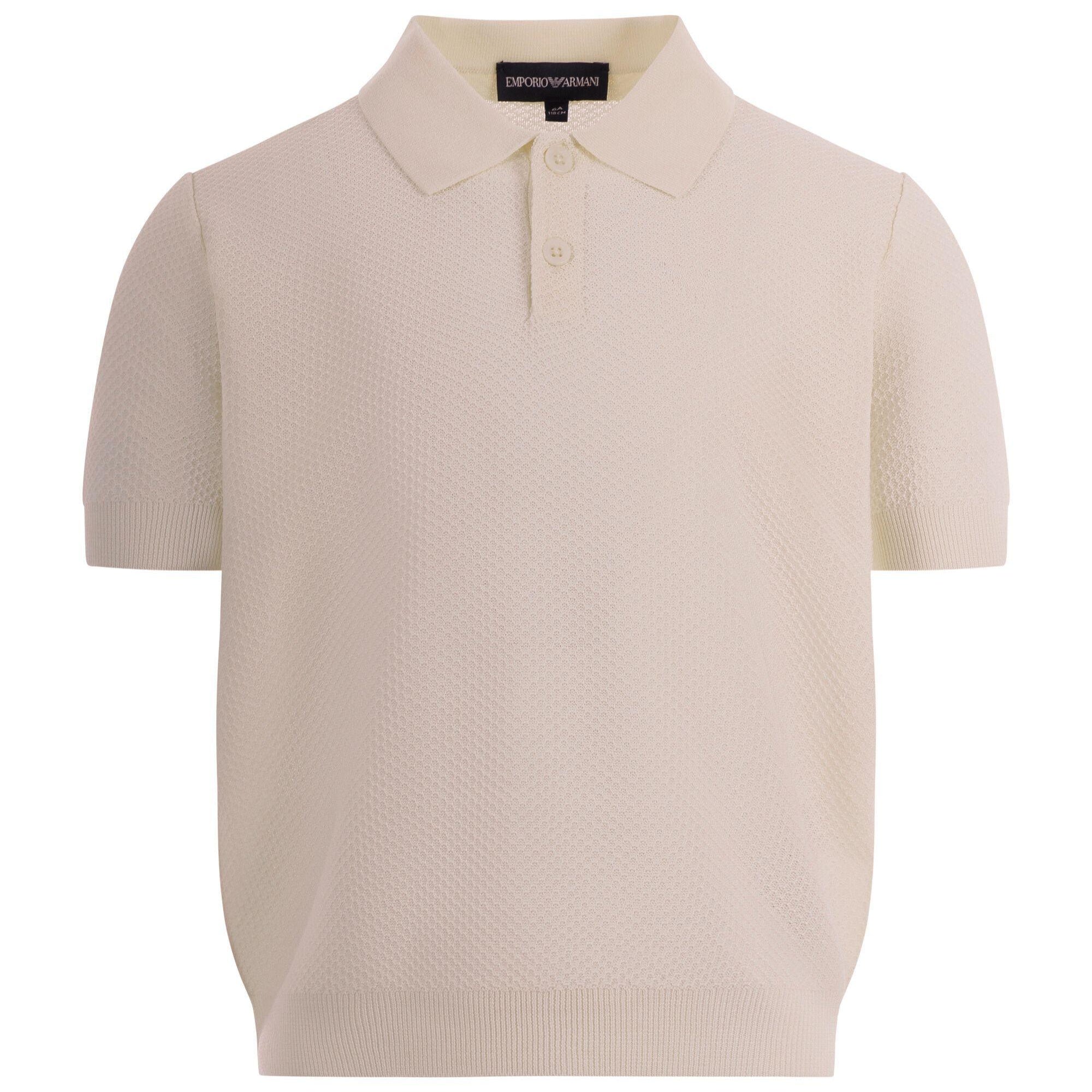 T-shirt per bambino Emporio Armani Kids beige con texture traforata EB001222 AF23412 U0007 EMPORIO ARMANI KIDS